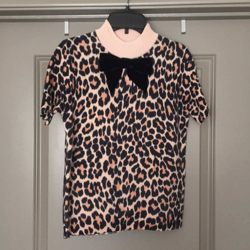 Kate spade leopard print velvet bow sweater